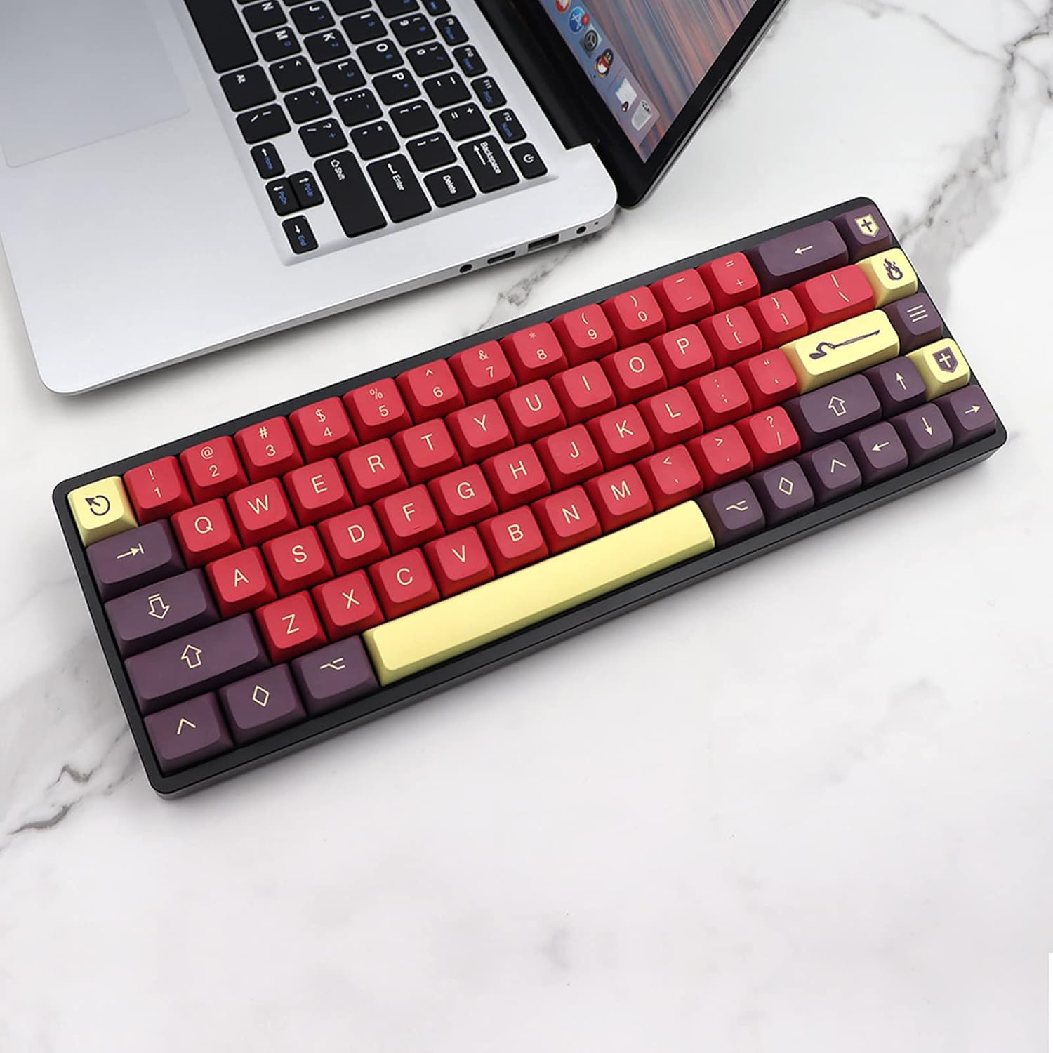 1 Set Retro Explosion Keycaps PBT Dye Subbed Keycap for Mechanical Keyboard XDA Profile 130 for Key Caps for MX Switches
