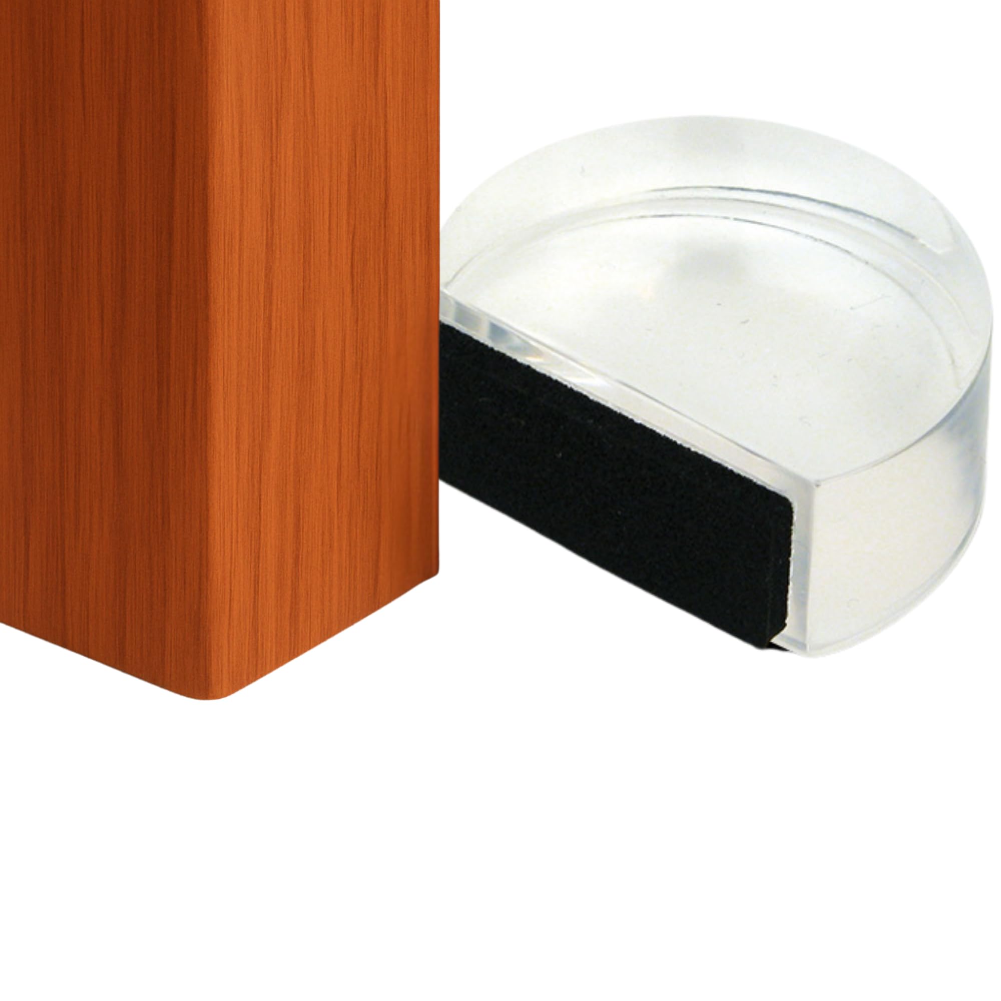 Brinox Tope de Puerta para Suelo Plano, 1 Unidad, Tope Adhesivo Transparente Fabricado en España con Espuma Silenciosa, Tope Metacrilato para Protección de Pared y Rodapiés