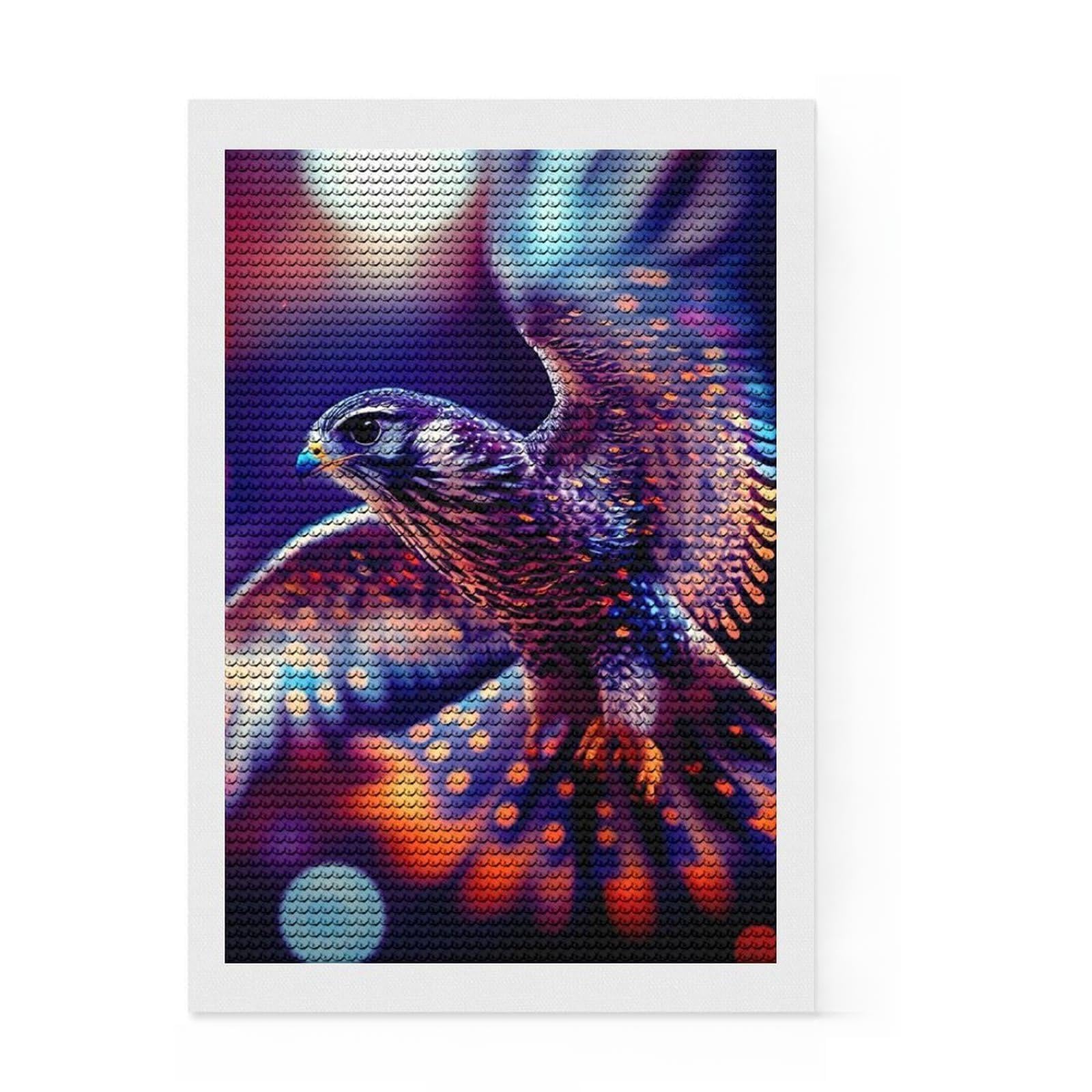 Junmoney Falcon Diamond Painting Set 8"x12", Decorate Your Room, Neat Printed Canvas, Easy Handmade Project, Farmhouse Decor