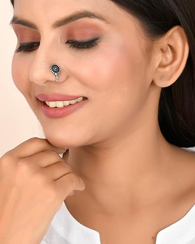 Buy Naman Arts NosePin Combo of 3 for Women and Girls | Traditional Oxidised Nose Ring Without Piercing | Clip On Nosepin | Floral Shaped Nose stud | Jewellery Accessories for Women at Amazon.in