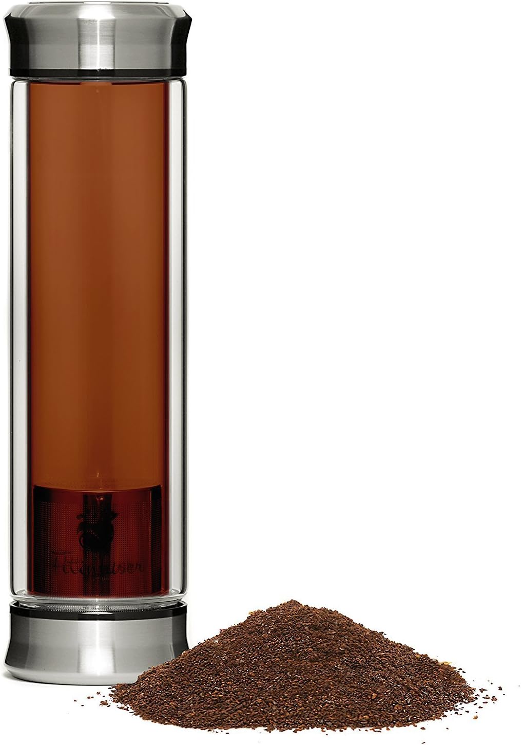 Tea Infuser Glass Bottle - Double Wall Insulation - Multifunction Stainless Steel Loose Leaf Tea Strainer or Fruit Flavor Infuser