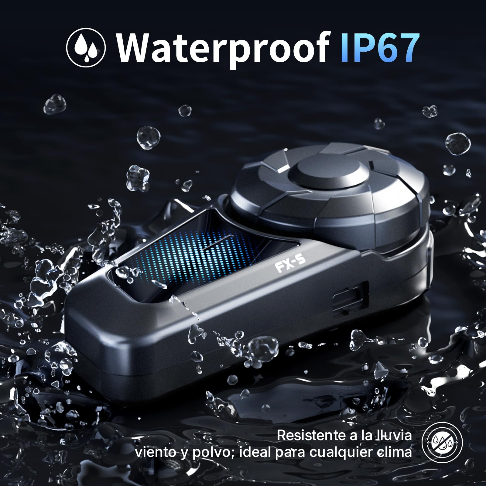 Fodsports FX-S Intercomunicador Casco Moto Bluetooth5.4, 1PACK | Emparejamiento Universa, Triple Cancelación de Ruido, Asistente de Voz, IP67 Impermeable