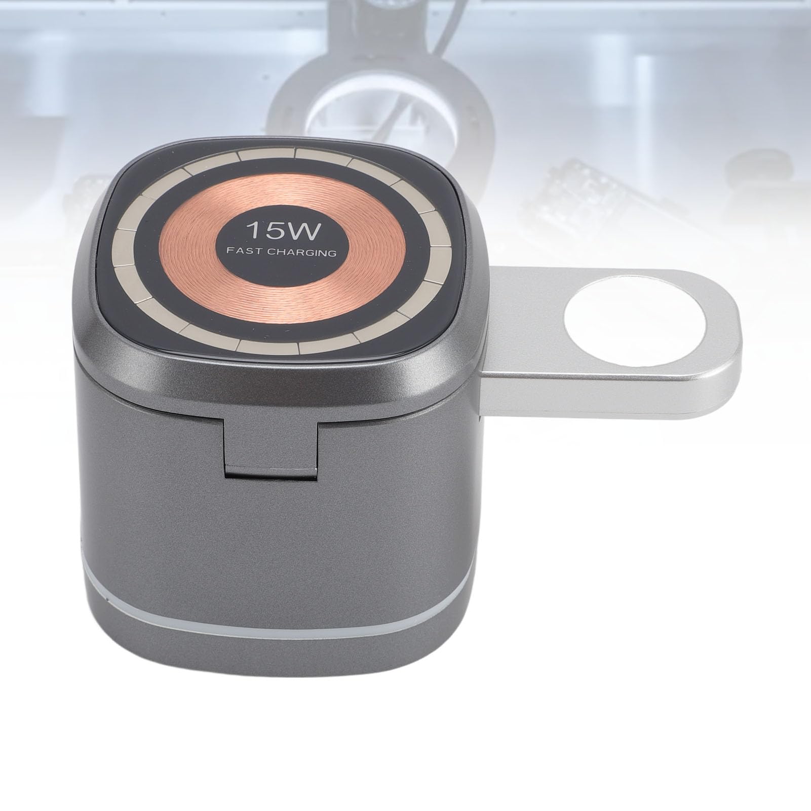 Station de Charge sans Fil 3 en 1, Station de Chargeur sans Fil Magnétique 15W Stand Fast Stand avec Chargement des écouteurs Dissimulés, pour Le Téléphone D'écouteur de Montre