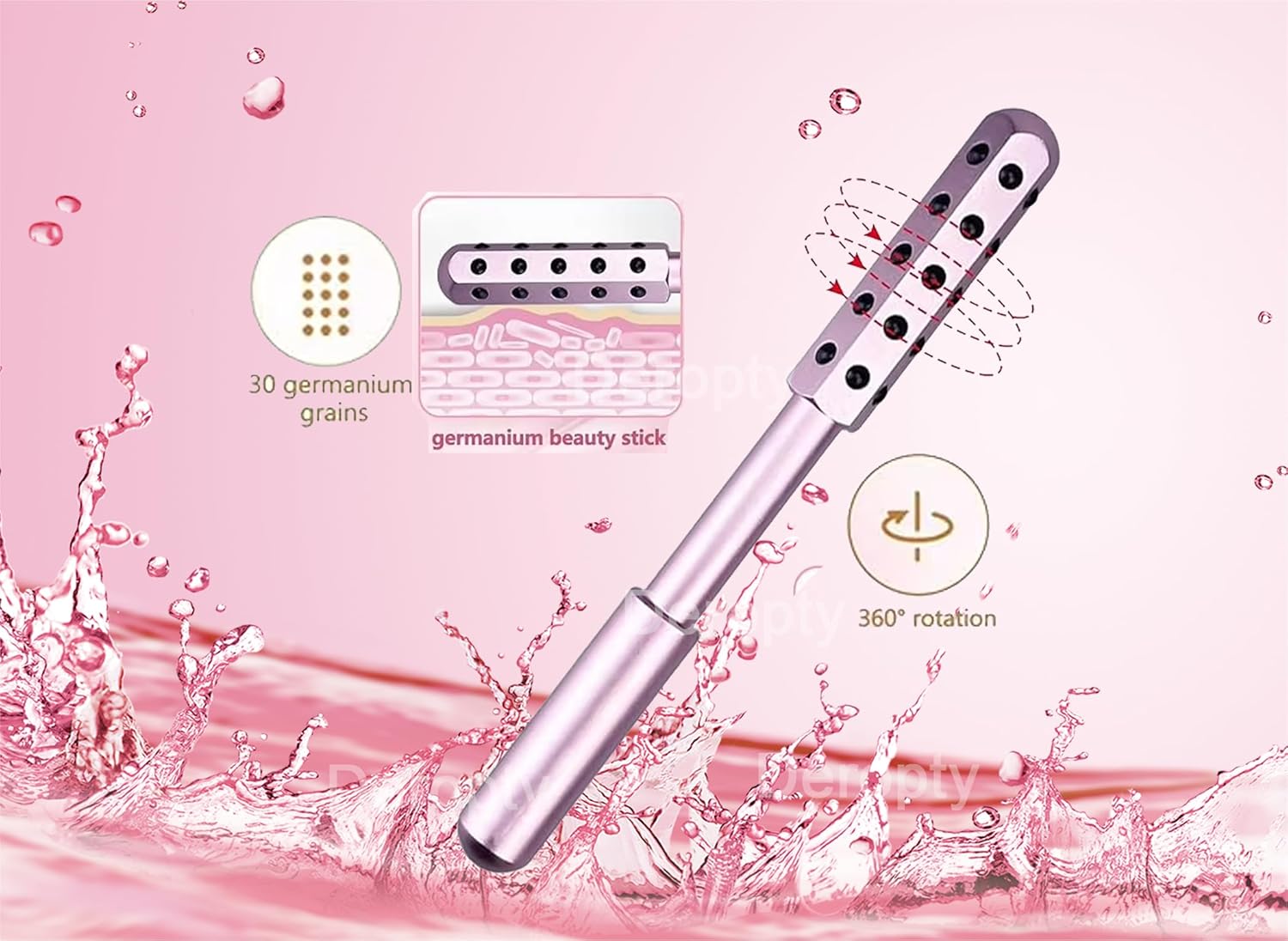 Beauty Massage Roller, Facial Massage Tool, 30 Germanium Stone Uplifting Face，Uplifting Face Massager Roller (Pink) - Image 3