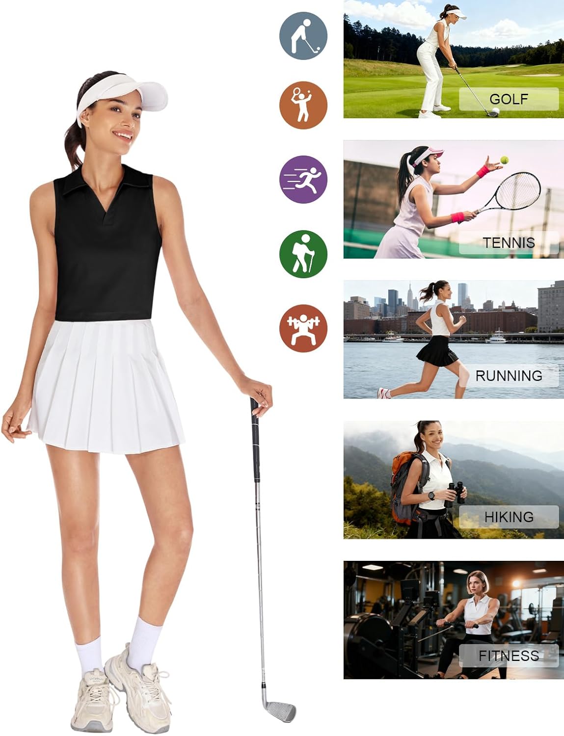 ZANZEA Womens Golf Shirt Polo Collared Sleeveless Tennis Shirts for Women UPF 50+ Sun Protection Cropped Tank Tops - Image 6