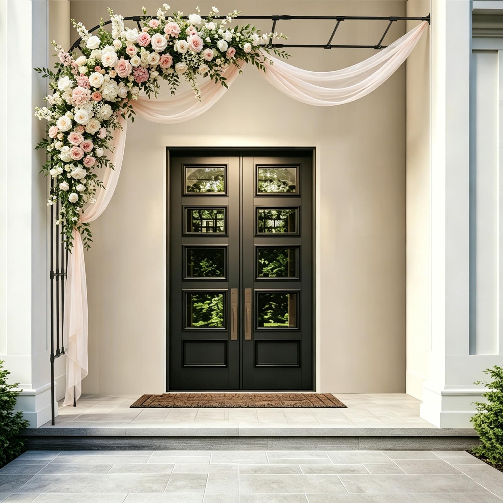 Traliccio semiarco per rose, arco da giardino in acciaio, montaggio a parete, supporto per piante, per rose rampicanti e supporto per piante, 240 x 50 x 260 cm