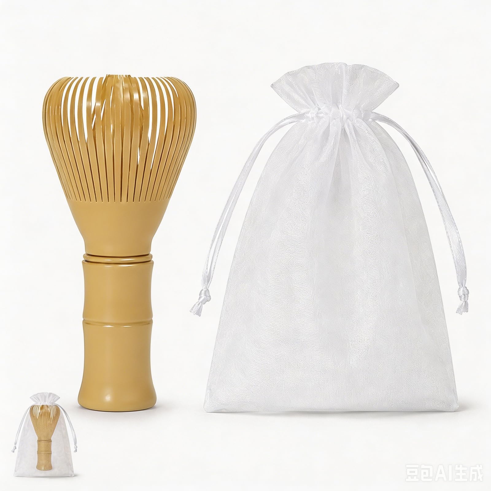 Reusable PP Resin Matcha Whisk, Japanese Tradition Matcha Accessories, Matcha Whisks, Suitable for The Tea Ceremony（Yellow）