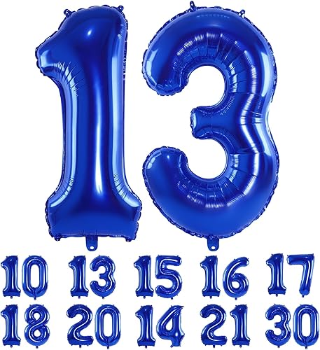 Miniatura 8 de Globos de color azul marino con el número 13 de 40 pulgadas, enormes globos digitales gigantes, globos de helio de números azul oscuro gigantes para
