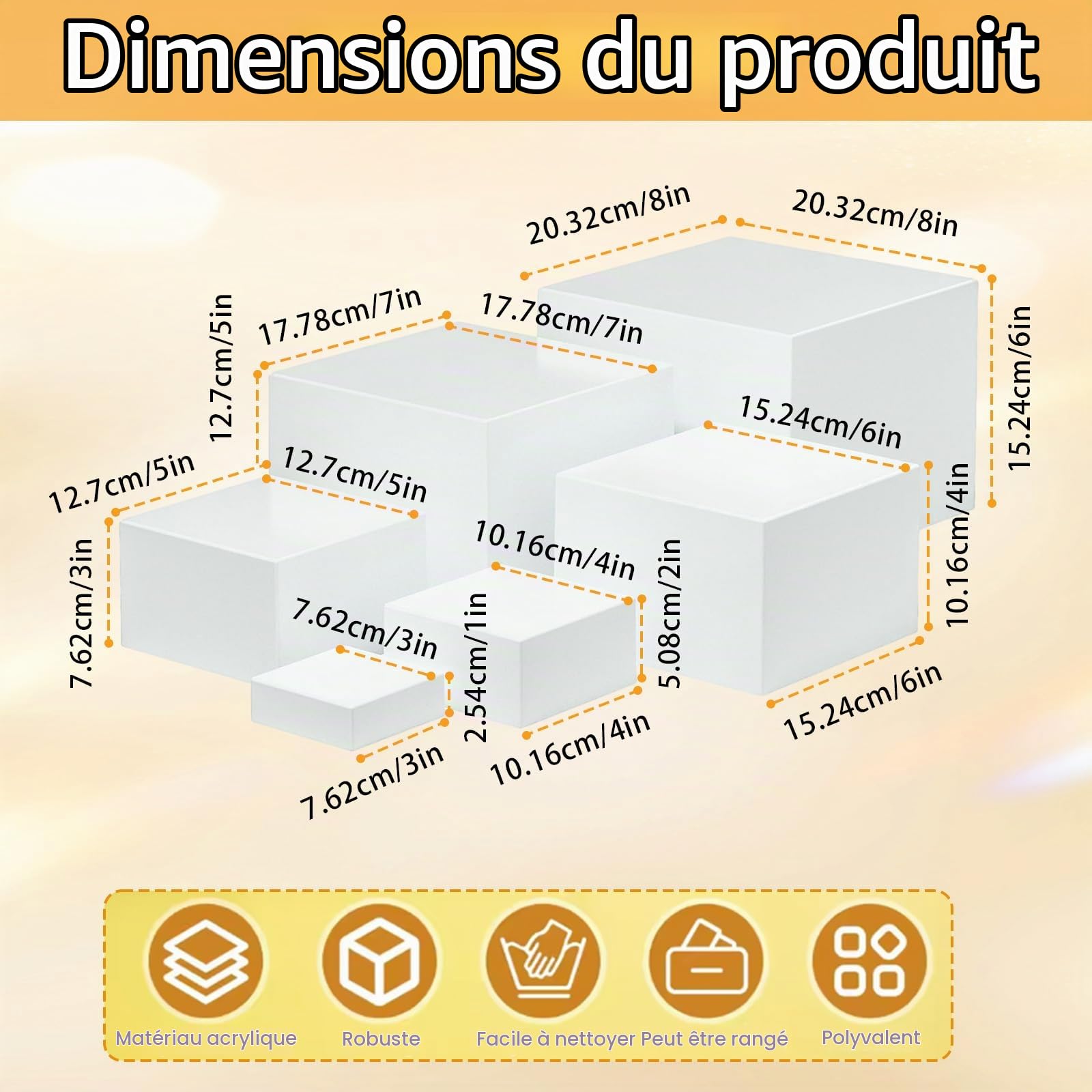 Presentoir Aperitif Buffet, Lot de 6 Présentoirs pour Gâteaux en Acrylique, Desserts, Objets de Collection, Bijoux, Support Cubique Emboîtable Boîte de Rangement pour Bonbons, Cosmétiques