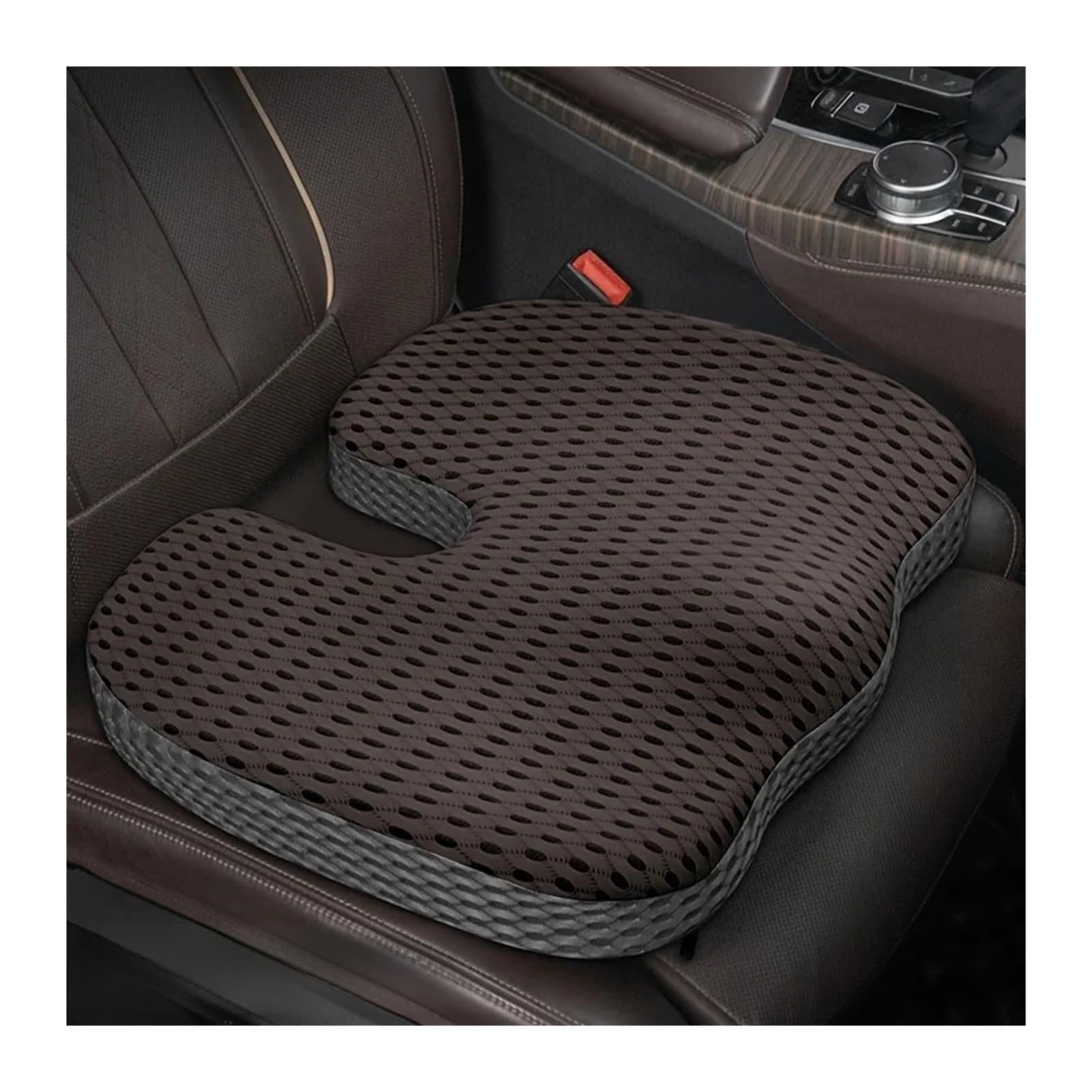 Hviyroi car seat cushion U-shaped memory cotton PP pad car seat cushion height increasing(Brown)