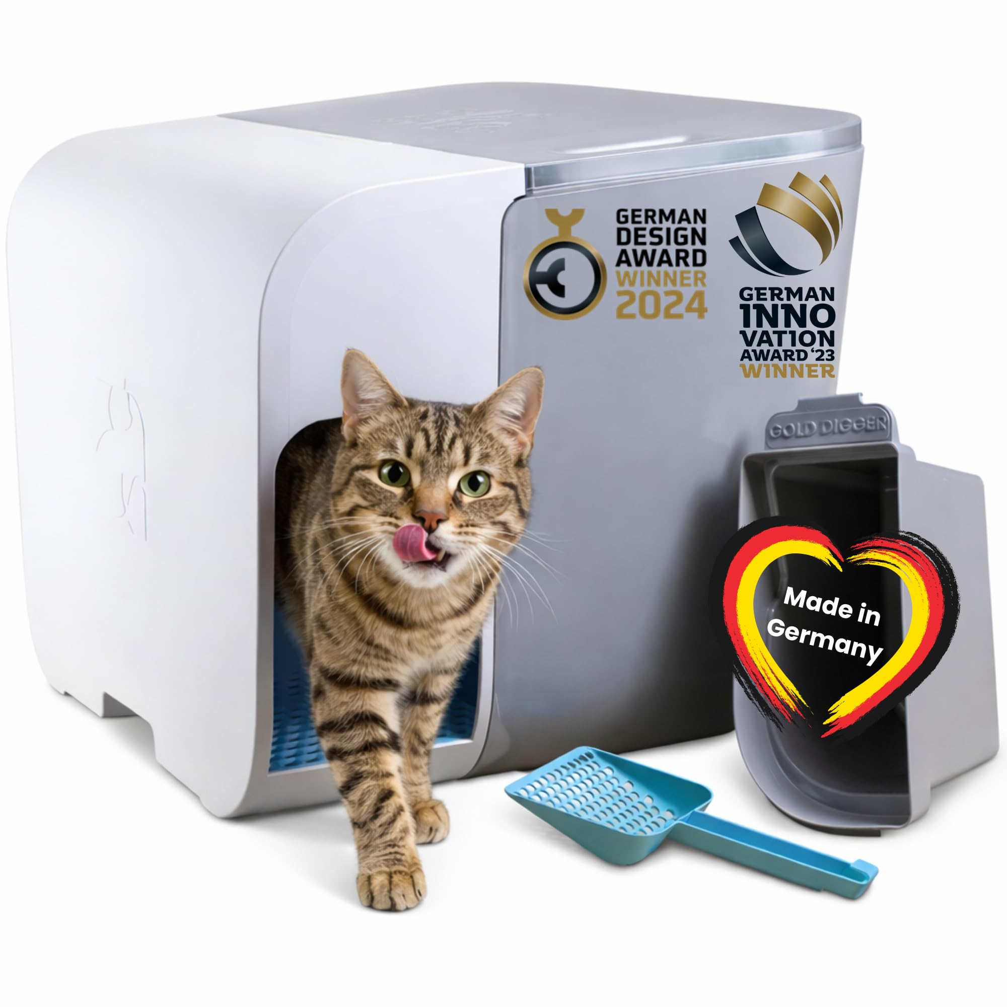 elly&bruce Katzentoilette Cloou XL | Geschlossenes Katzenklo mit Deckel |  Ideal fr groe Katzen & Stehpinkler | Keine Streu auf dem Boden | Weniger  Geruch | Design & Qualitt Made in Germany : Amazon.de: Haustier