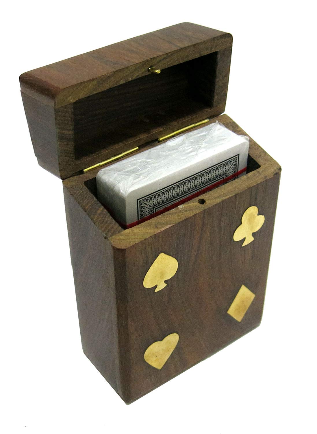 Wooden Single Playing Card Box Indoor/Outdoor Entertainment with Size L-4.5'' W-3'' Ht.1.5''