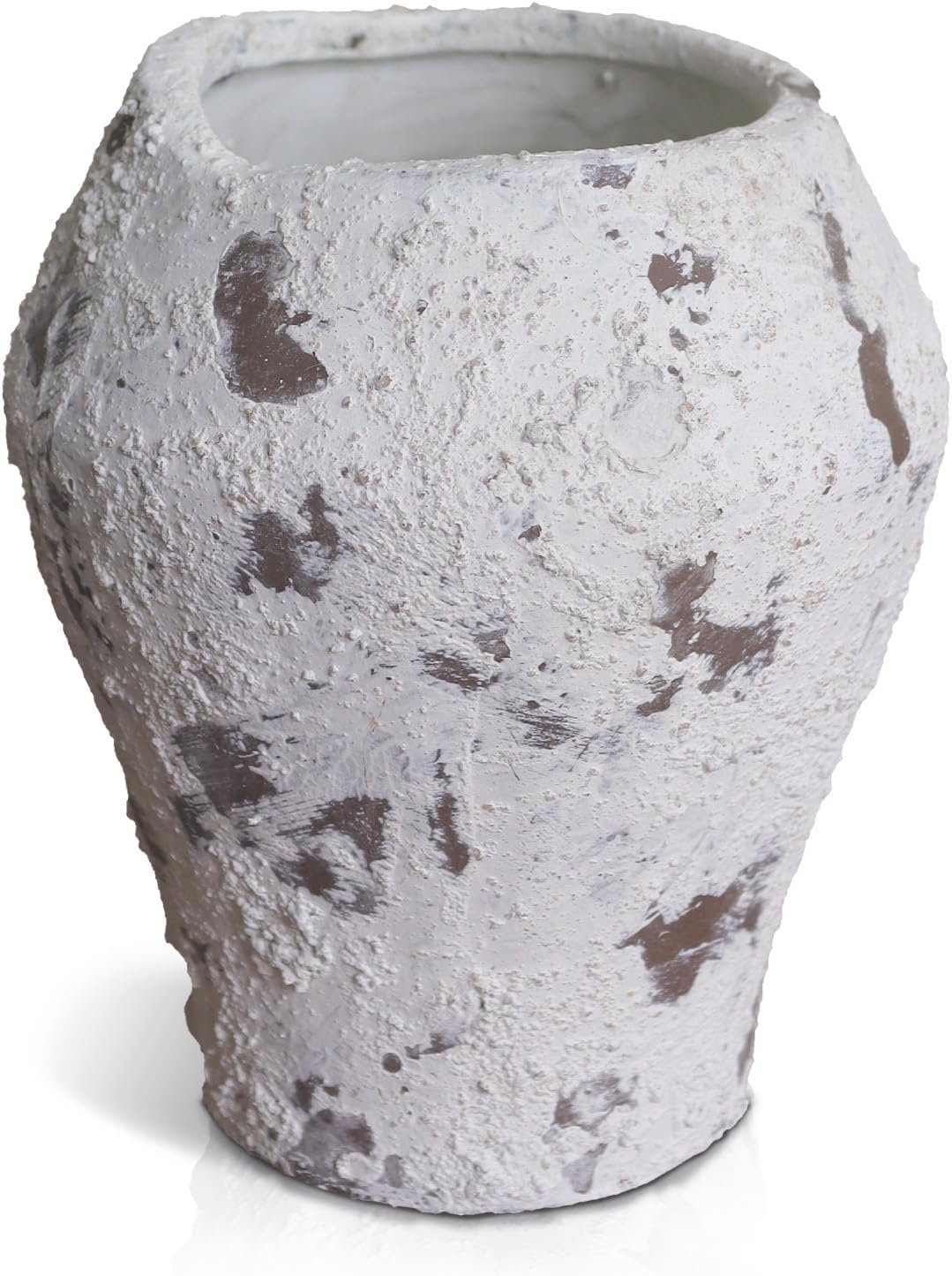 Pigort White Rustic Vase, Farmhouse Ceramic Vase,Textured