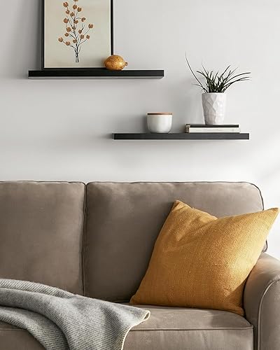 Miniatura 4 de BAYKA Estantes flotantes para pared, estantes de pared negros de 22.5 pulgadas para baño, dormitorio, sala de estar, cocina y libros, estante