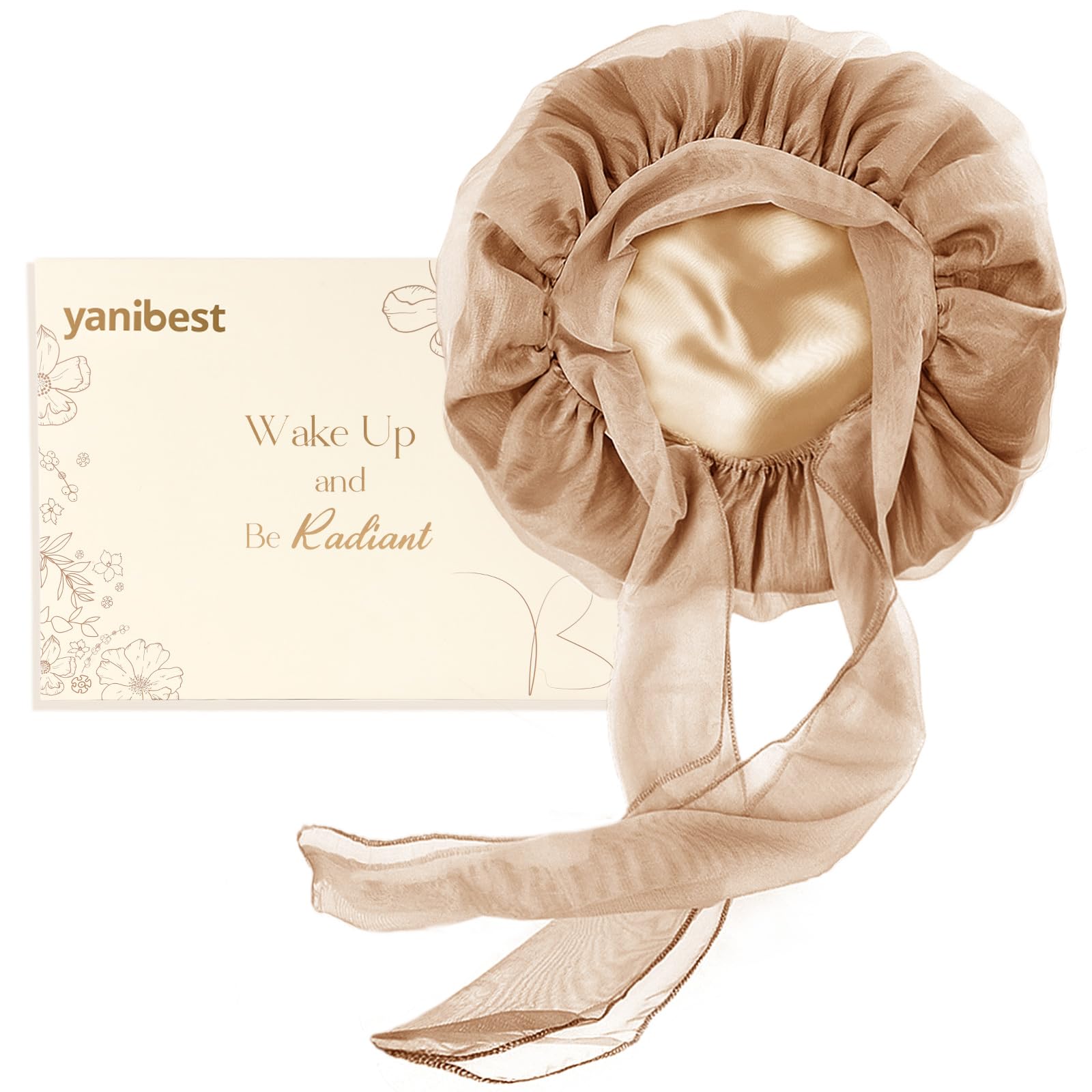 YANIBEST Breathable Soft Silk Bonnet for Sleeping, Breeze Satin Bonnet with Tie Band Hair Wrap Less Frizz Natural Curly Hair