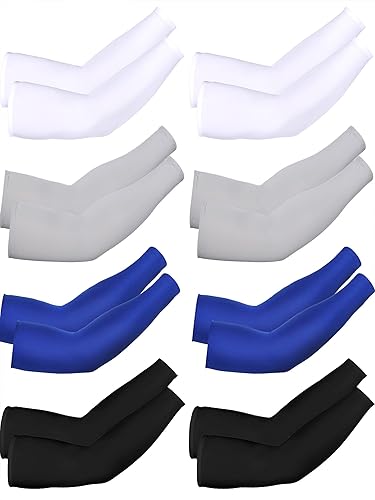 Vista 29 de 8 Pairs Arm Sleeves UV Sun Protection for Men Women Cooling Tattoo Cover Up Sleeves Negro