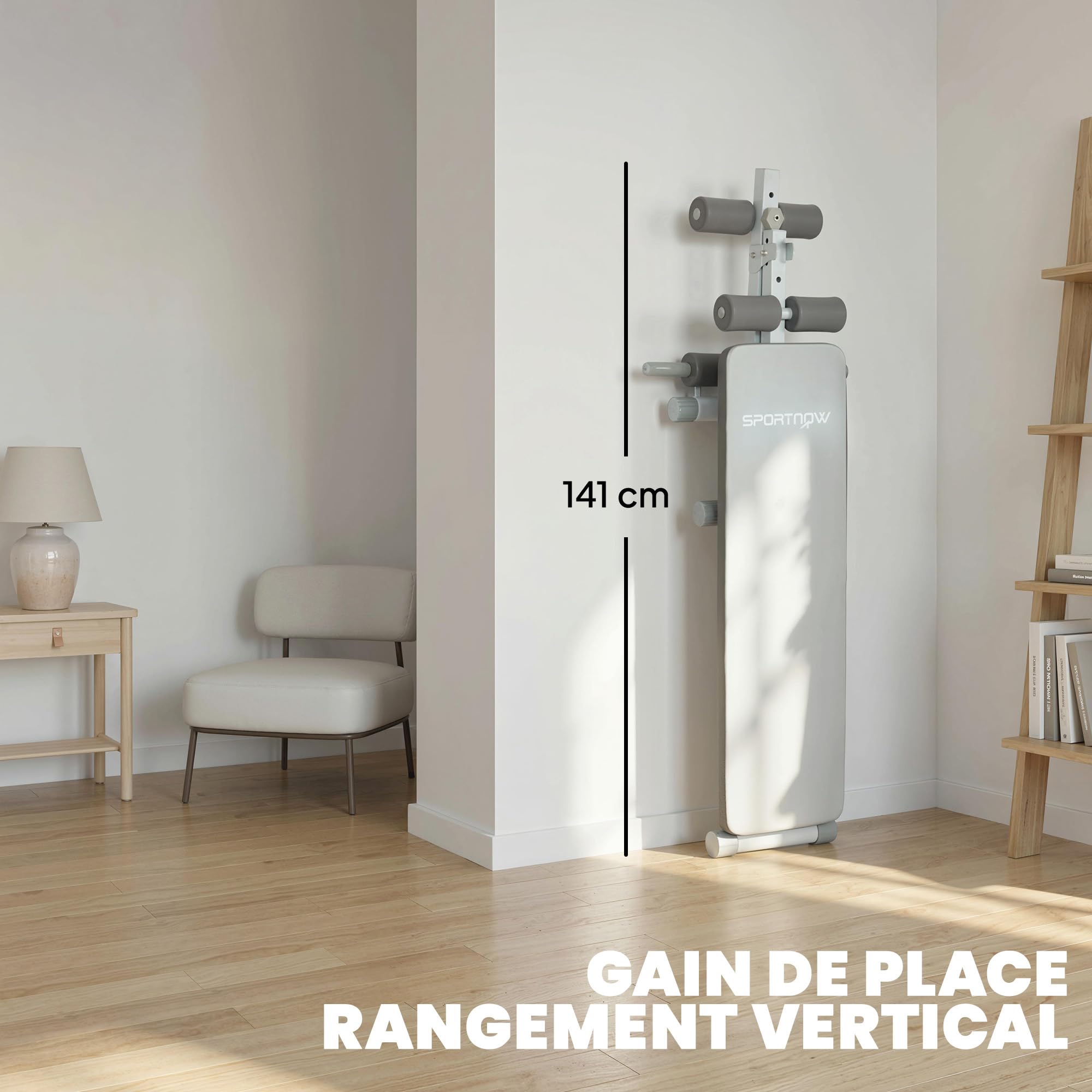 SPORTNOW Banc de Musculation, Banc Plat Réglable avec Siège à 3 Niveaux, Idéal pour le Développé Couché, le Curl Biceps, la Musculation du Dos et des Abdominaux, Charge 150 kg, Bleu et Blanc