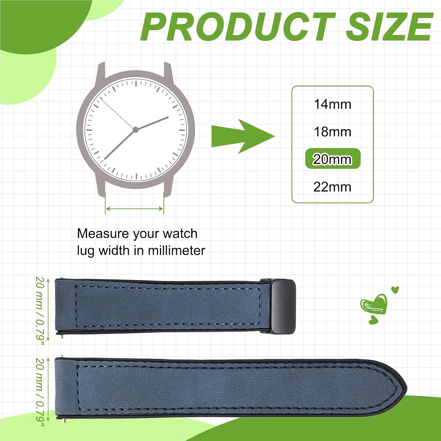HARFINGTON Magnetic Watch Band, Microfiber Leather Matte Quick Release Sport Watch Band Replacement Strap image 2