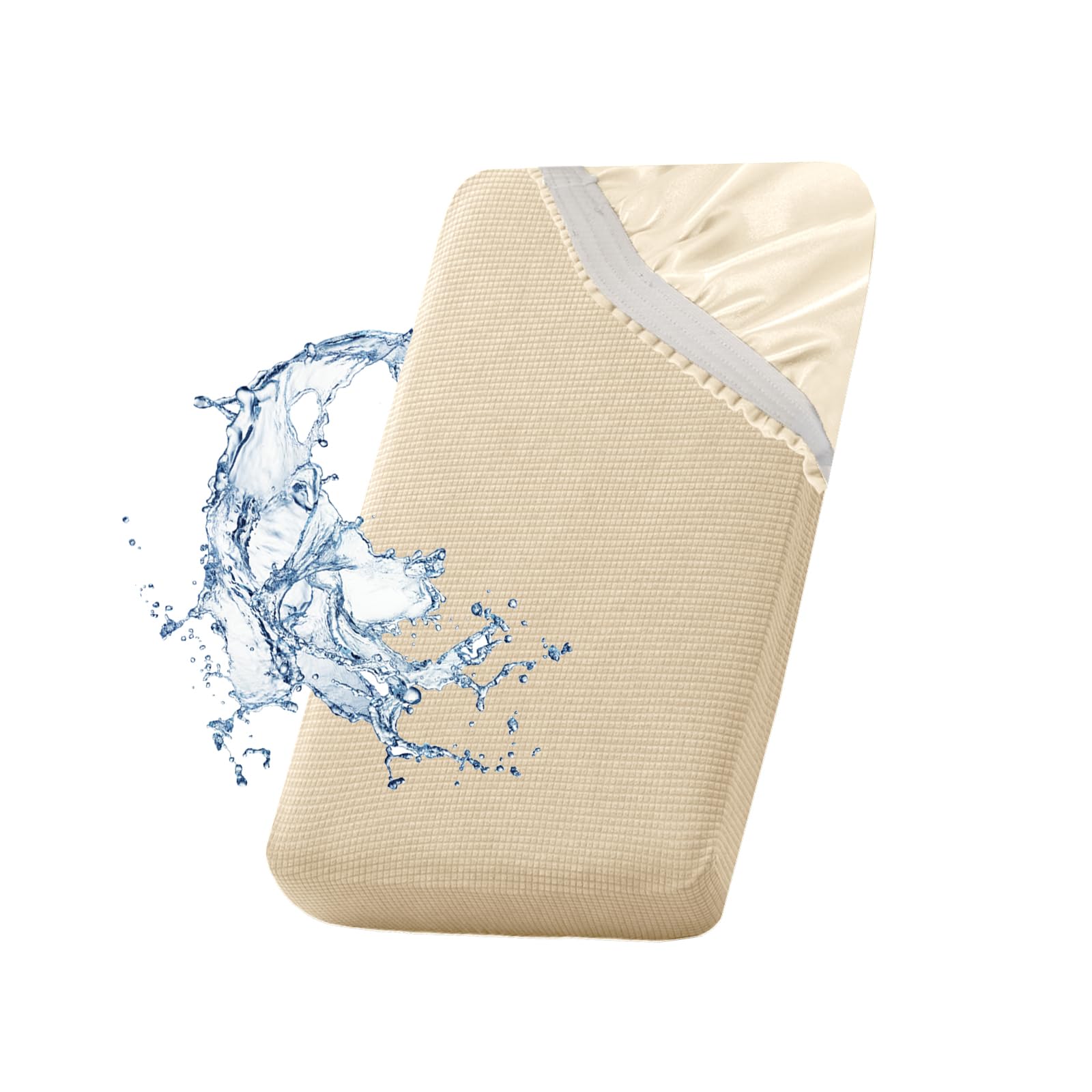SYLC Waterproof Sofa Cushion Cover, Non-slip Sofa Seat Cushion Covers with Ties, Stretch Couch Cushion Covers Replacement (Beige,W 160-200 cm, D 85-100 cm) โ image 1