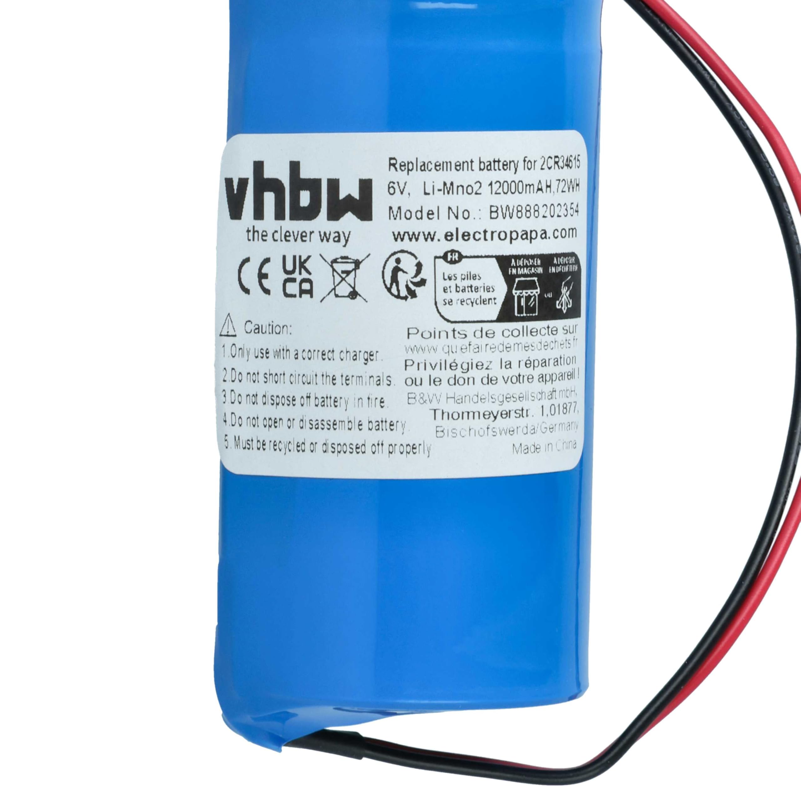 vhbw 2X Batterie kompatibel mit Jablotron JA-180A | JA-80A Alarmanlage, Alarmsystem (12000 mAh, 6 V, Li-MnO2)