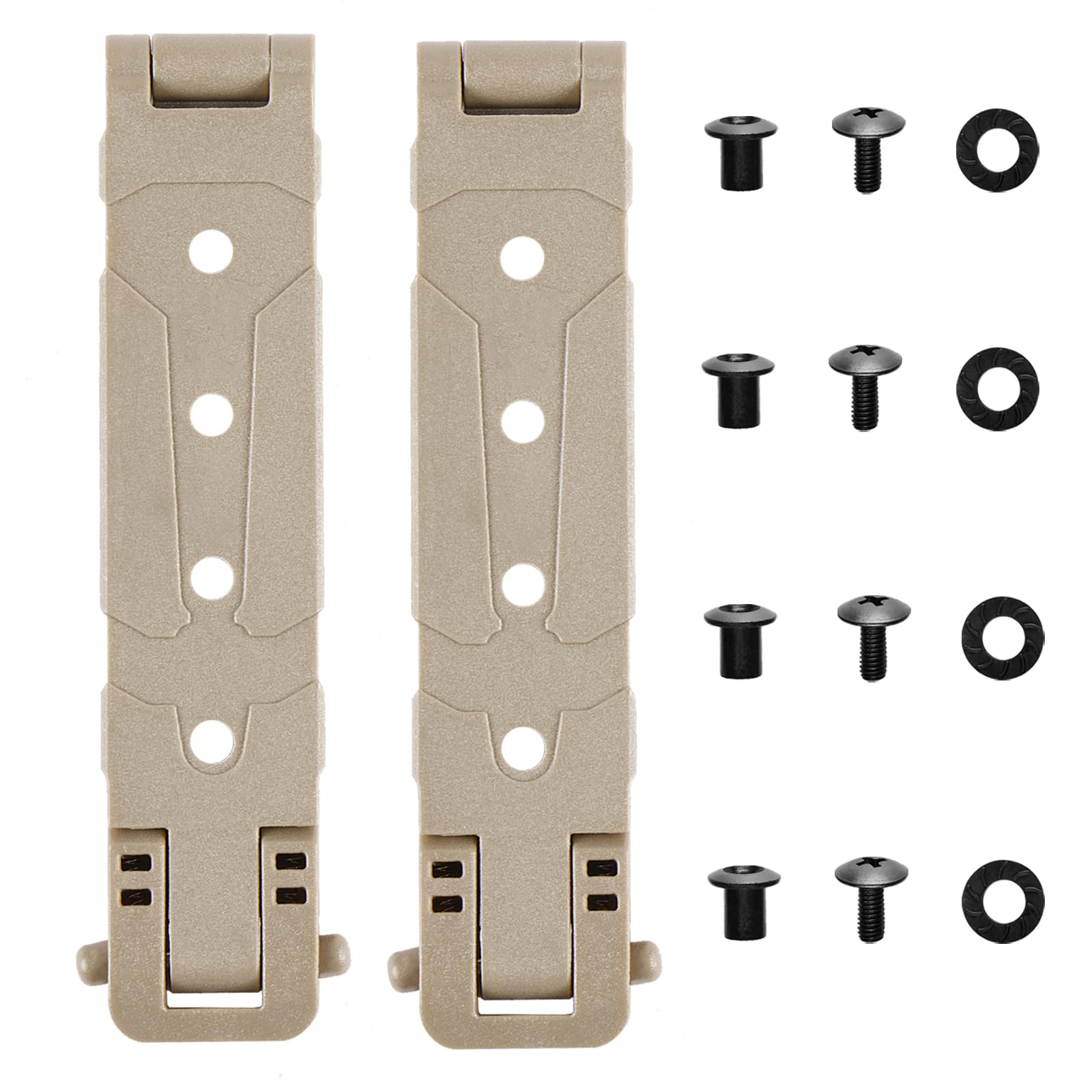 YPELUDRE Molle Attachment Clips with Mounting Hardware for Vests, Backpacks, Pouches, Locking Belt Clips Khaki (2 Pack)
