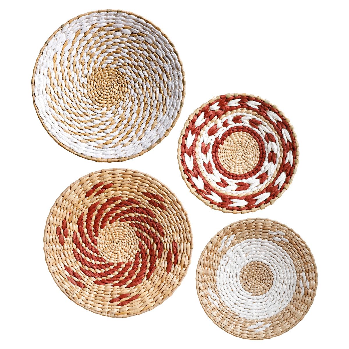 Paniers muraux ronds en osier lot de 4 pour decoration maison et salon
