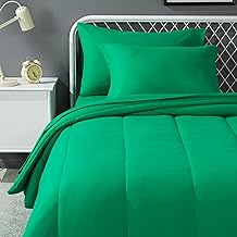 鶹 Basics Microfiber Kid's Bed-in-a-Bag Bedding Set, Twin, Green