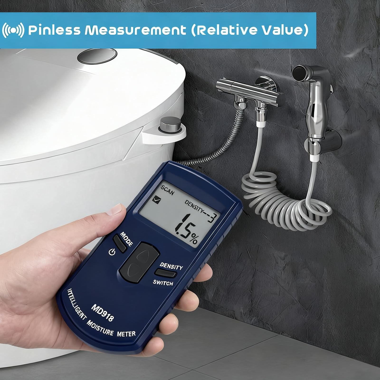 testeur humidité bois numérique, testeur humidité mur, portable humidimètre, plage de mesure 4% ~ 80% HR, résolution 0,5%, pour maçonnerie, bois, béton, chape et plâtre