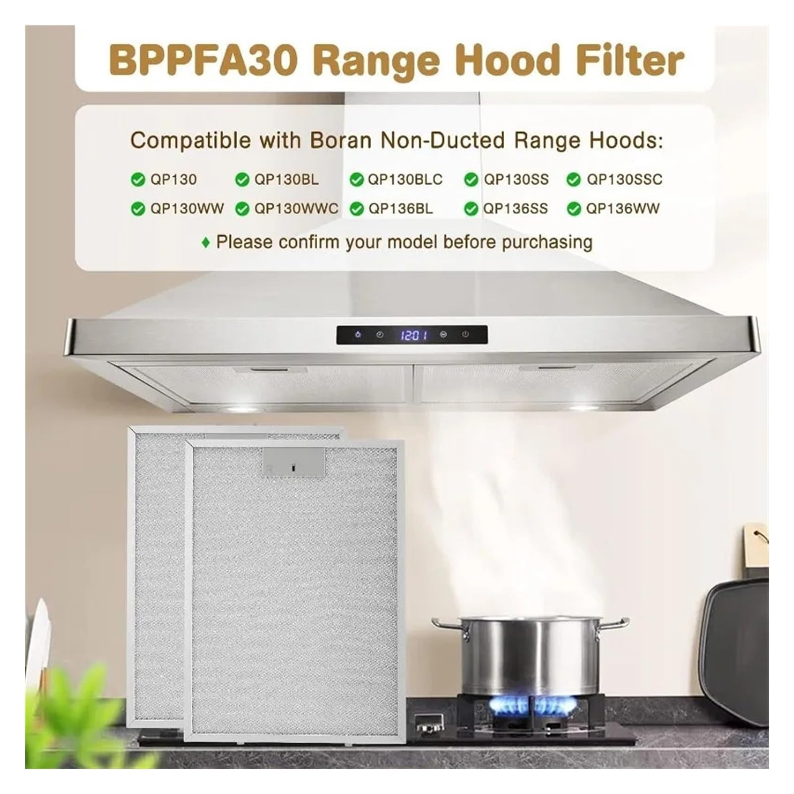 Filtro for Cappa Da Cucina, Compatibile Con Broan, Parti Di Ricambio QP130 QP130BL QP130BLC