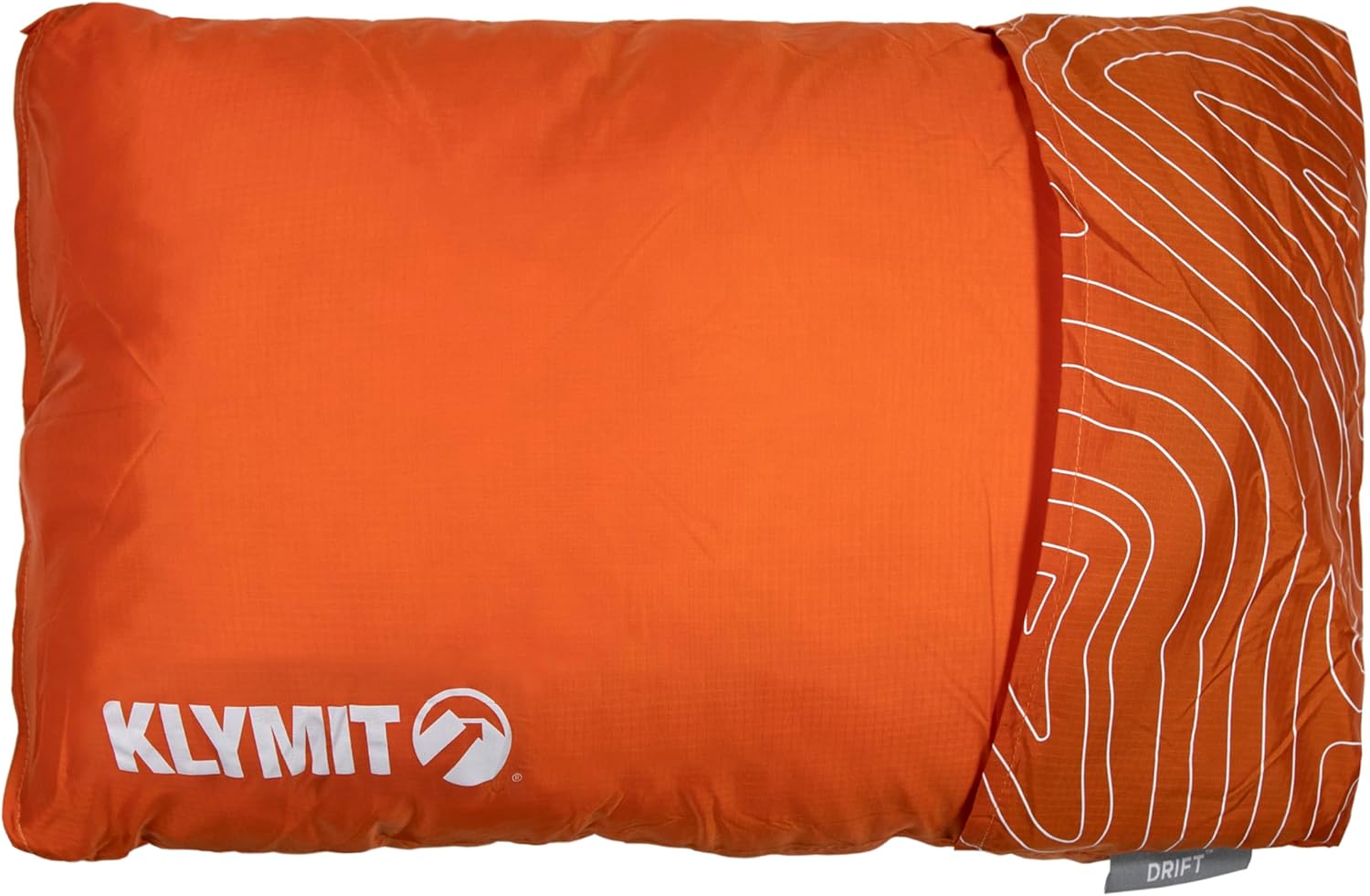 Klymit Drift Camping Pillow, Shredded Memory Foam Travel Pillow with Reversible Cover for Outdoor Use, Orange, Regular