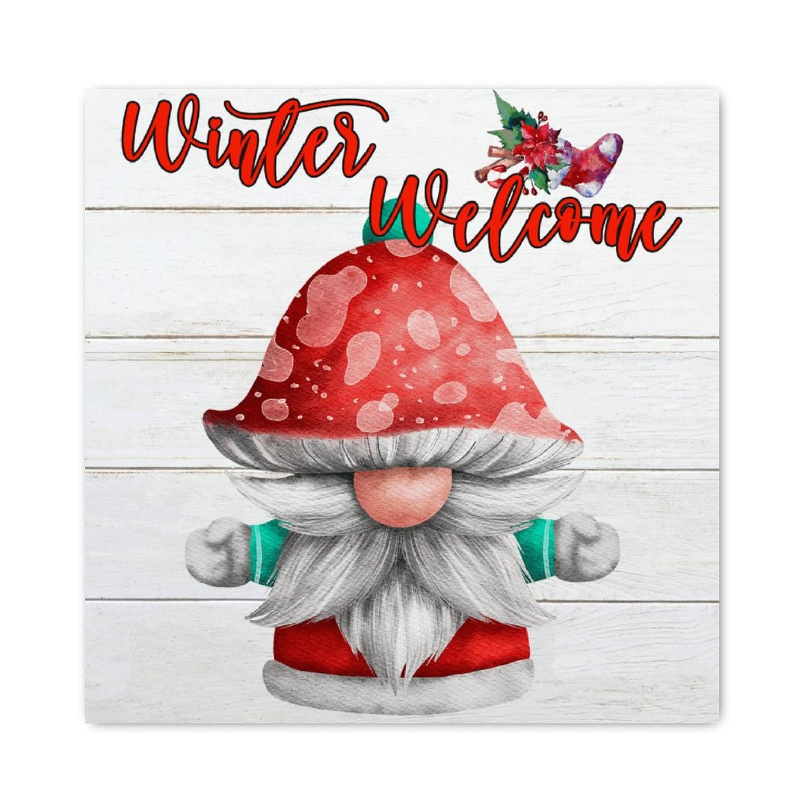 Panneau en bois de Noël Welcome déco murale vintage ferme 40 cm