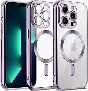 ججراب مغناطيسي يدعم شاحن ماج سيف مع واقي عدسة الكاميرا مضاد للصدمات من البولي يوريثين الحراري لحماية كاملة للجسم نكست ستور متوافق آيفون 14 برو ماكس 6.7 بوصة أرجواني فاتح للبالغين الجنسين