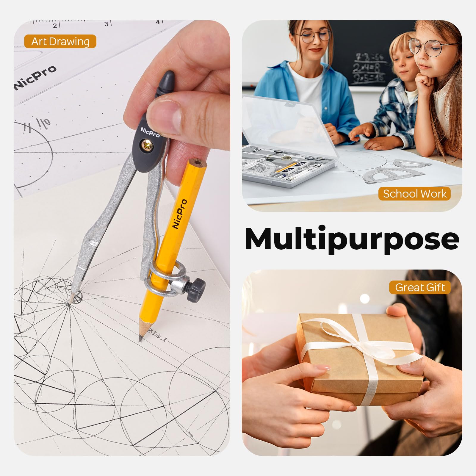 Nicpro Geometry Set - Drafting Tools for Students -7