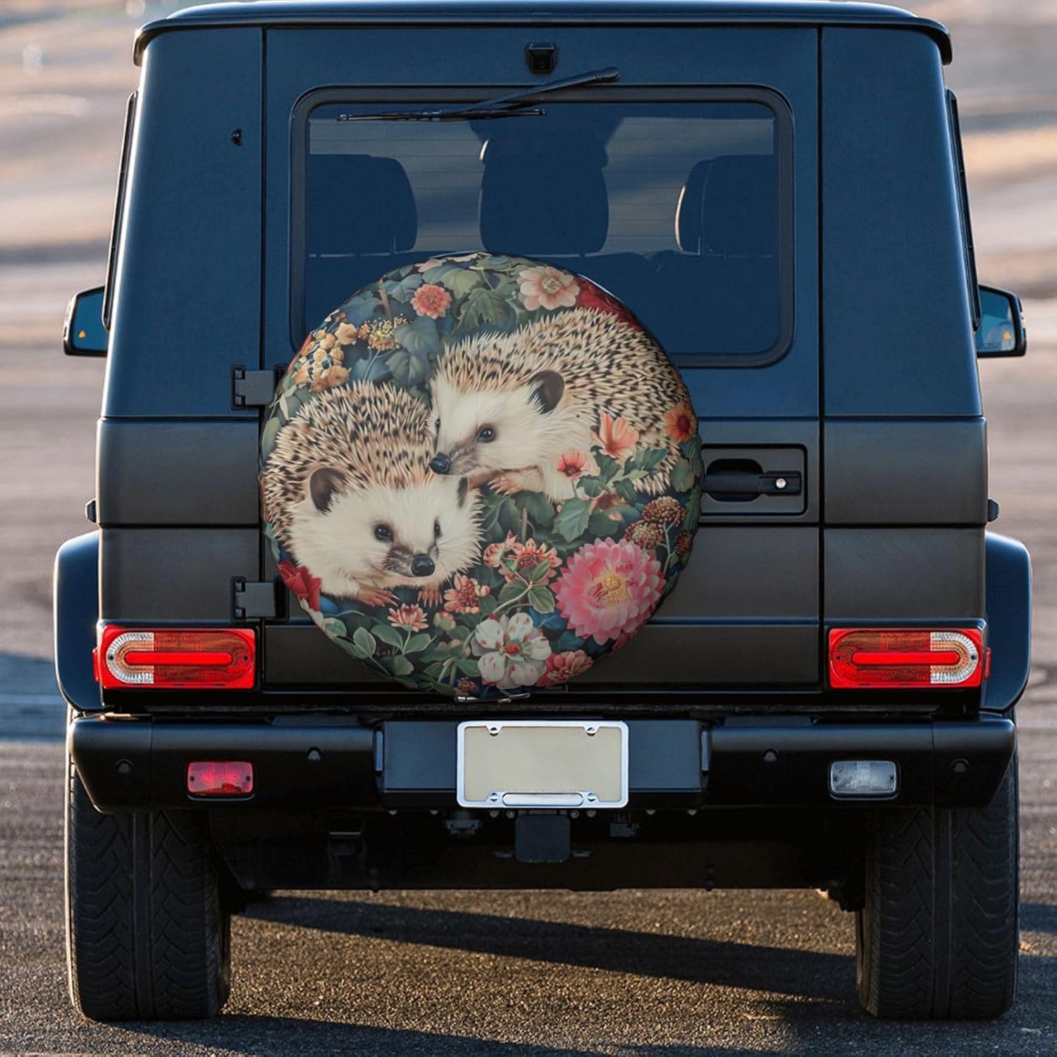 Floral Hedgehogs Print Tire Cover Universal Spare Wheel for Trailer Rv SUV Truck Camper Travel Accessories