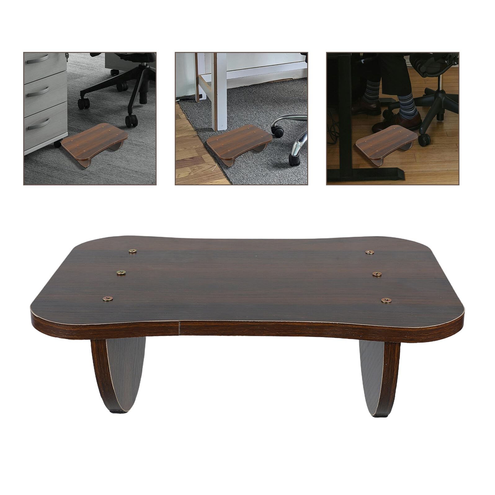 Poggiapiedi da Scrivania in Legno Design Salvaspazio e Regolazione Altezza, Rettangolare Moderno per Uso Sotto Scrivania in Ufficio e Gaming