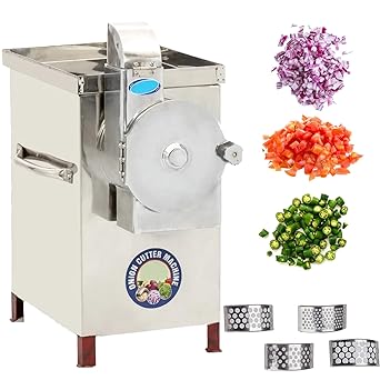SWADESI KRAFTS Onion Cutter Machine Electric Big Hotel | Stainless Steel Vegetable Cutter Machine Commercial Comes With 1HP Motor Capacity 50-60kg/Hr. Onion, Chilly, Cabbage Other Vegetable Product A2