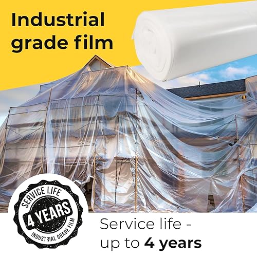 Miniatura 4 de IDL Packaging Lámina de plástico transparente de construcción de 6 mil, 20 x 50 pies (1000 pies cuadrados) - Rollo de película LDPE - Cubierta de
