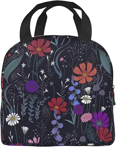 Miniatura 3 de Bolsa de almuerzo con diseño de flores para mujeres y hombres, con aislamiento, reutilizable, organizador de almuerzo, impermeable, bolsa de mano
