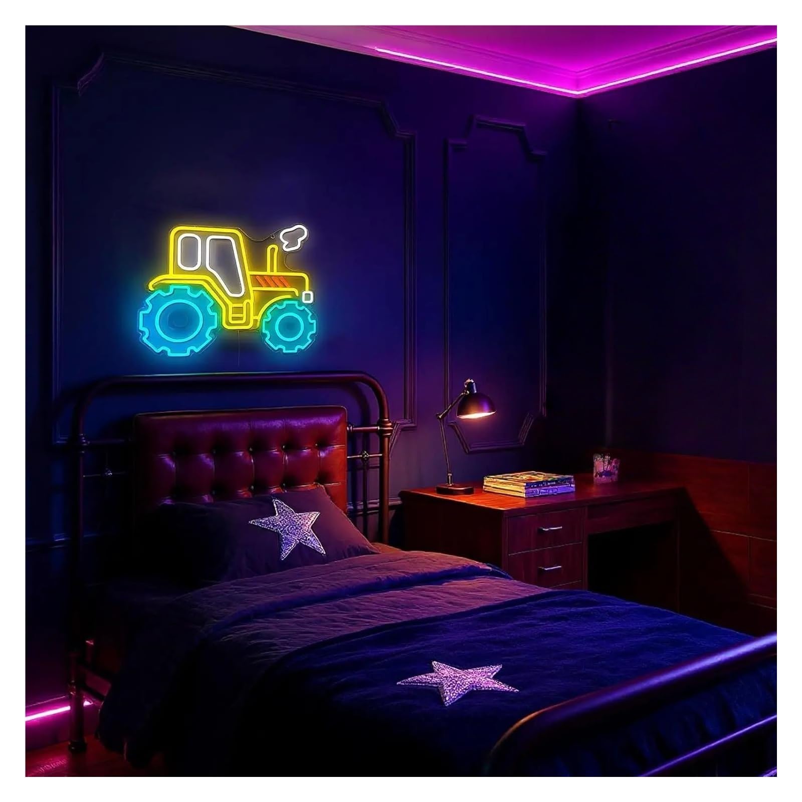 Decoración Lámparas Letreros De Neón De Tractor, Luz LED Rústica De Granja Para Garaje, Sala De Juegos, Habitación Infantil, Cueva De Hombre, Hogar, Bar Decoración 43cmx38cm