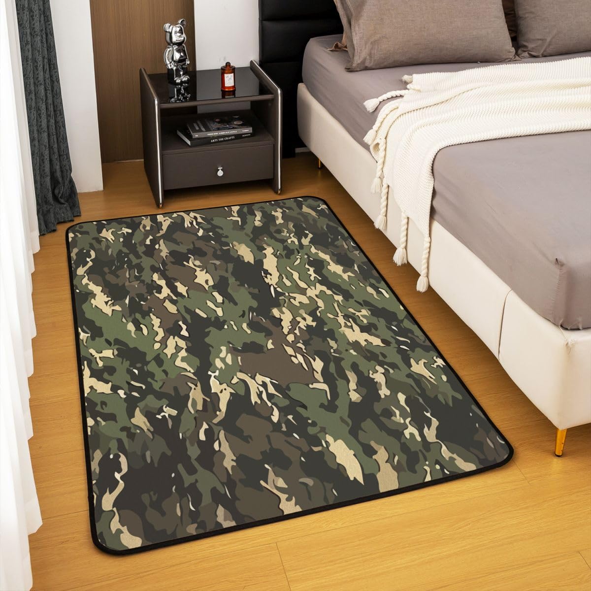 Tapis Salon 150x200cm Militaire Army Tapis Chambre Exterieur Intérieur Camouflage Camo Antidérapant Doux Militaire Style pour Salon Et Chambre Lavable