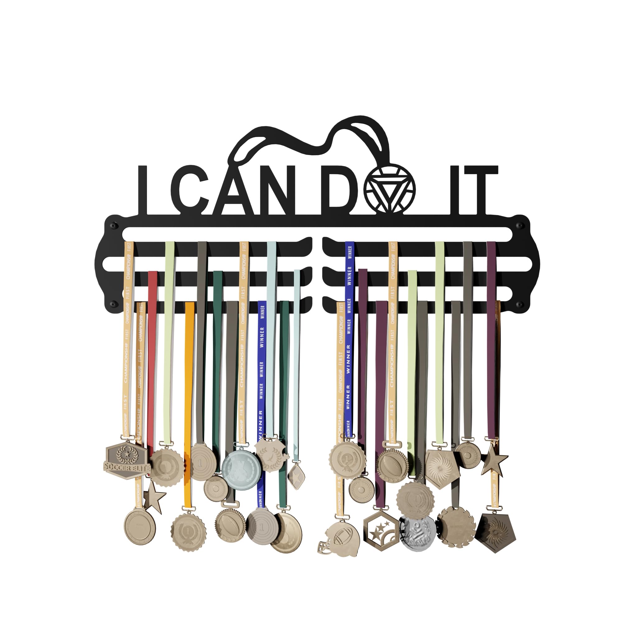 GLORY MEDAL HANGERS - I Can Do It Medal Holder - Large Metal Wall Display - Holds Up to 90 Medals - Black, Glossy Finish - Perfect for Sport Kids and Athletes (B0D9DF7G2H) Amazon Price History, Amazon Price Tracker