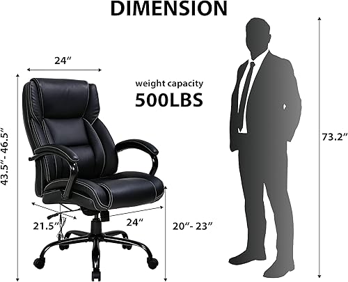 Miniatura 2 de Silla de oficina grande y alta, silla de oficina de masaje ejecutivo de 500 libras, escritorio de computadora de altura ajustable, silla de trabajo