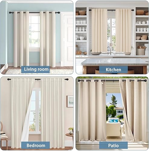 Miniatura 6 de Barras de cortina negras para ventanas de 28 a 48 pulgadas, barra de cortina de acero inoxidable ajustable de 58 de pulgada de diámetro de alta