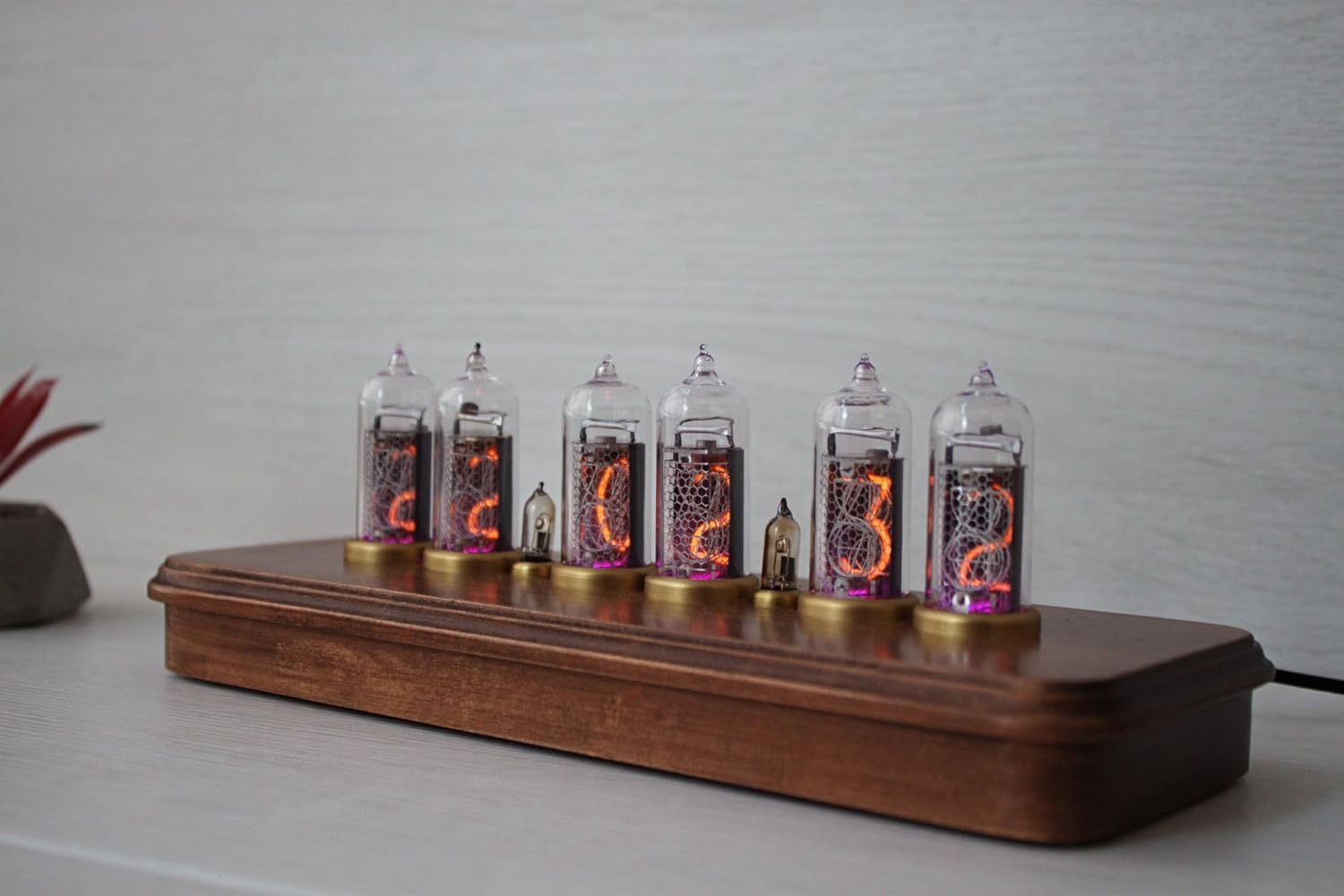 Nixie Tube Clock Authentic 6X IN-14 - Made in Ukraine - Vintage Retro Table - Wooden Desk Nixie Tube - Handmade