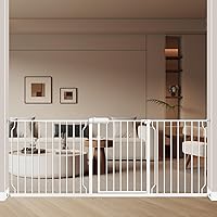 Vista 8 de ALLAIBB Soporte de presión extra ancho para puerta de bebé con cierre automático, puerta de seguridad de metal blanco para escaleras y puertas, a