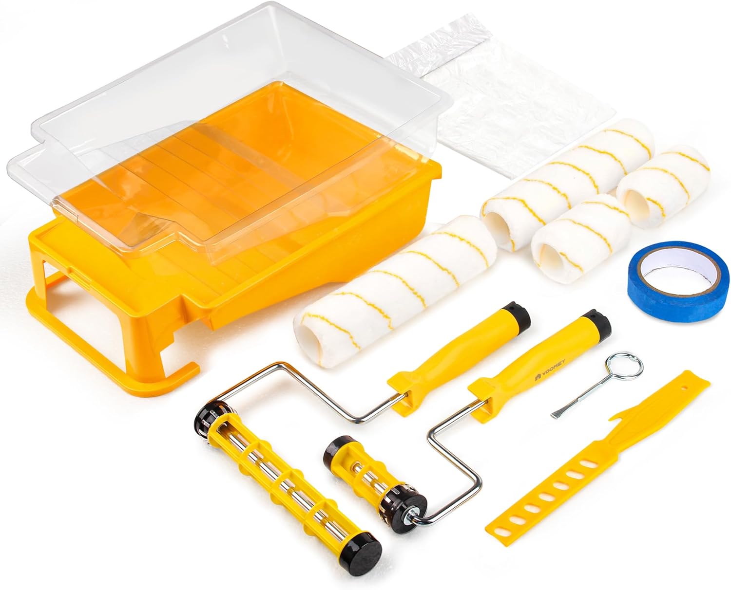 VOOMEY 12 PCS Paint Roller Kit, Deep Grooved Foot Paint Tray, Paint Tray Liner, Paint Roller with Frame, Professional Paint Kit for House Painting