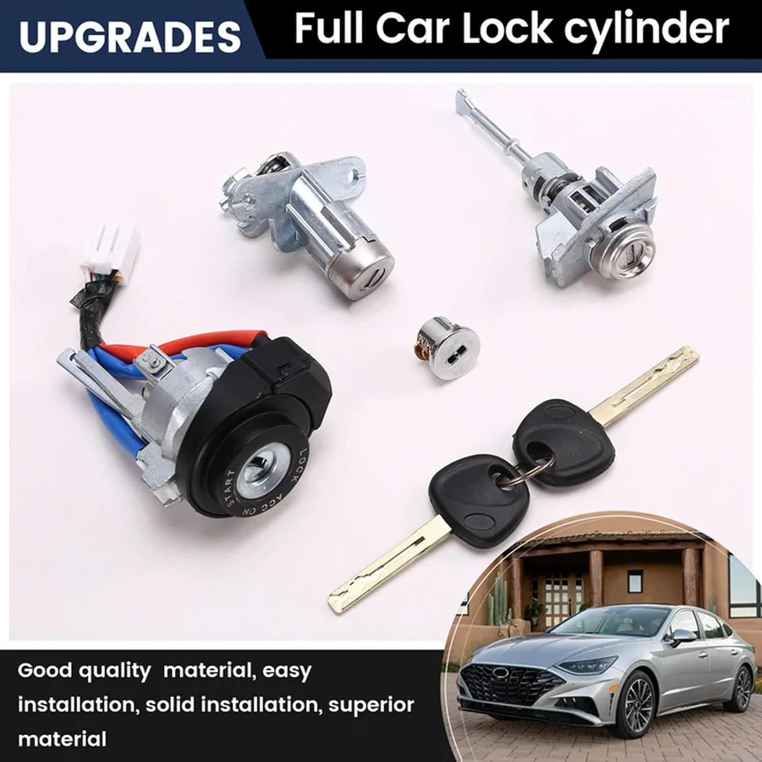 Full Car Lock Cylinder Driving Door Lock Cylinder + Ignition Lock Switches for Hyundai Sonata 9