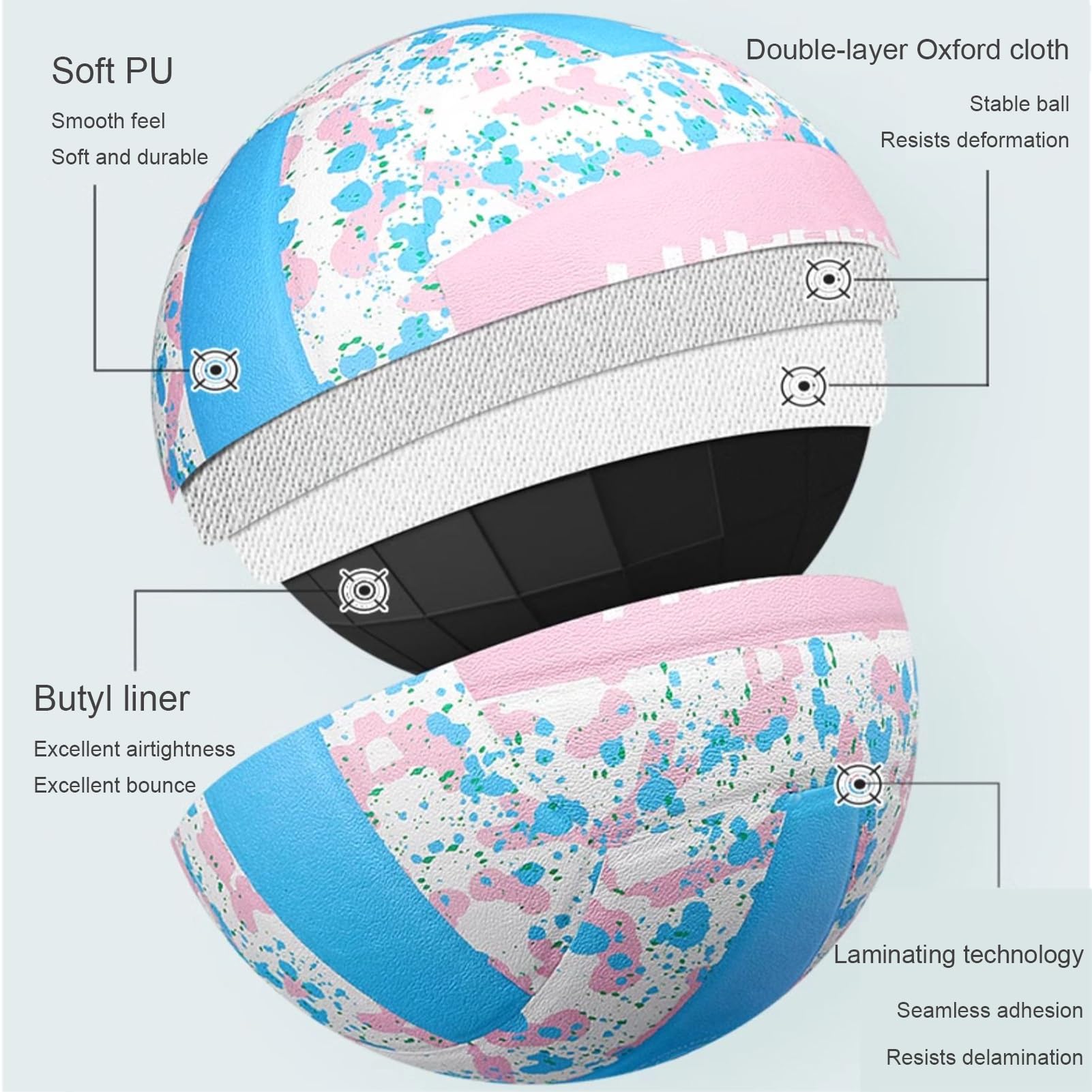 Ballon De Volley-Ball Souple D'intérieur Et D'extérieur avec Texte Personnalisé, Taille Officielle 5 Ballons De Beach-Volley, Ballons De Loisir pour Débutants Adolescents Adultes(Brown)