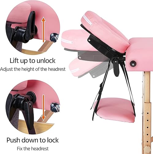 Miniatura 6 de Mesa de masaje portátil para masajes, cama de spa de 84 pulgadas, 3 alturas plegables, mesa de masaje plegable profesional portátil, mesa de spa,