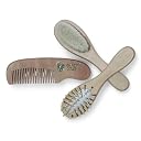 Kradyl Kroft 3 Piece Premium Baby Brush & Comb Set | Baby Hair Brush | Wooden Baby Comb Hair for New Born & Natural Fiber Hair Brush for Toddler | Natural Soft Bristles | Perfect Baby Grooming Kit gallery image
